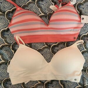 Lucky Brand Wirefree Bras 36B Pink striped & White